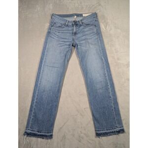 Rag & Bone Jeans Womens 26 Blue Crop Straight Leg‎ Medium Wash Raw Hem Denim
